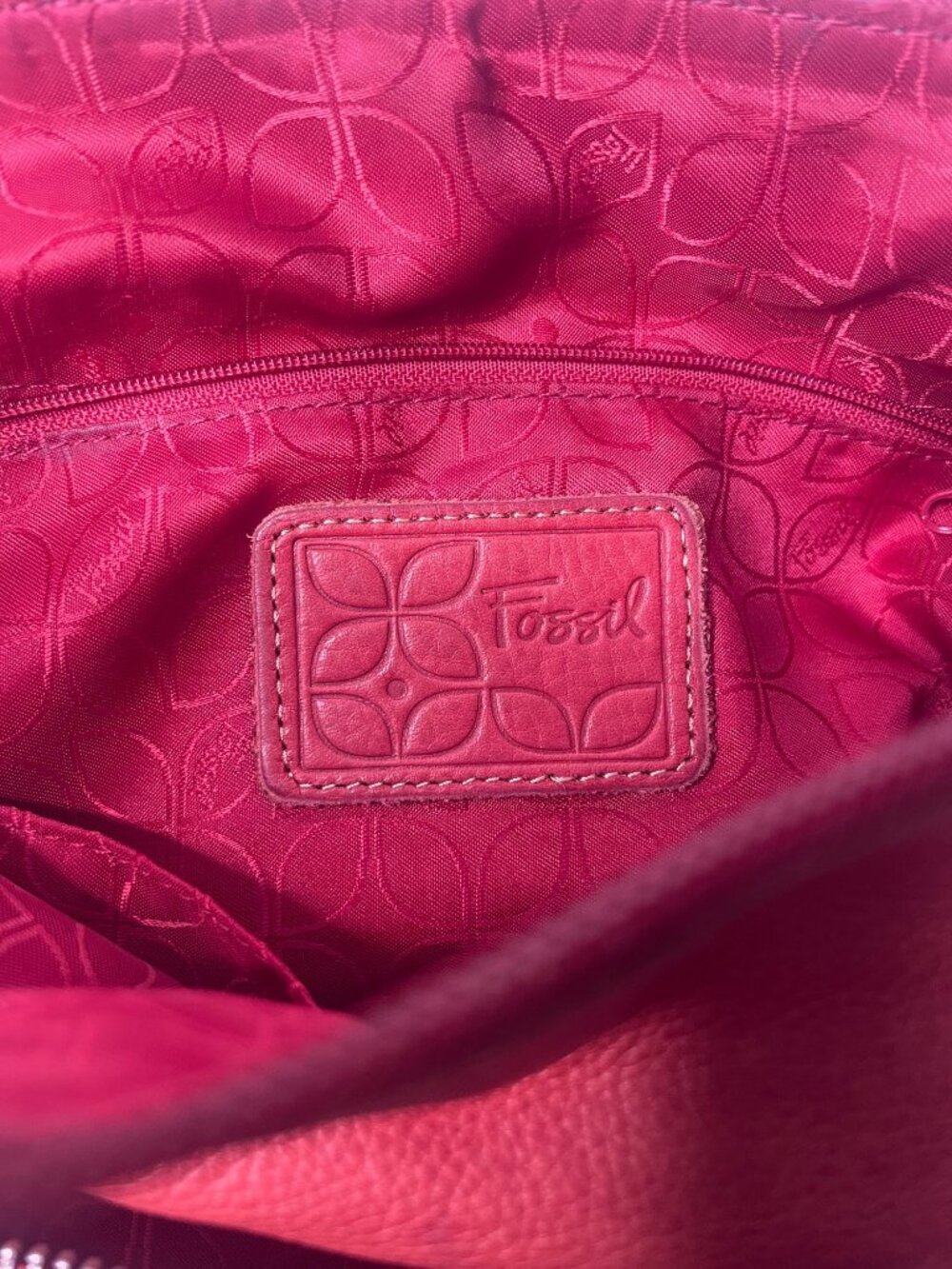 Vintage Fossil Sutter Soft Pebbled Leather Crossbody Red Everyday Purse Bag - Picture 9 of 15